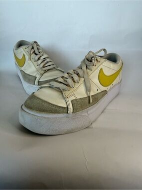 Nike Women's US 9 Blazer Low Platform sneakers in the 'Sail Vivid Sulfur' Yellow